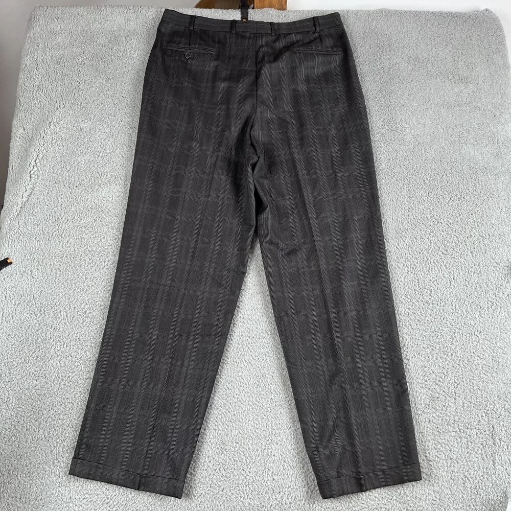 VTG‎ Brooks Brothers Mens 100% Pure Wool Pleated Glen Full Suit Sz 44L Flaw